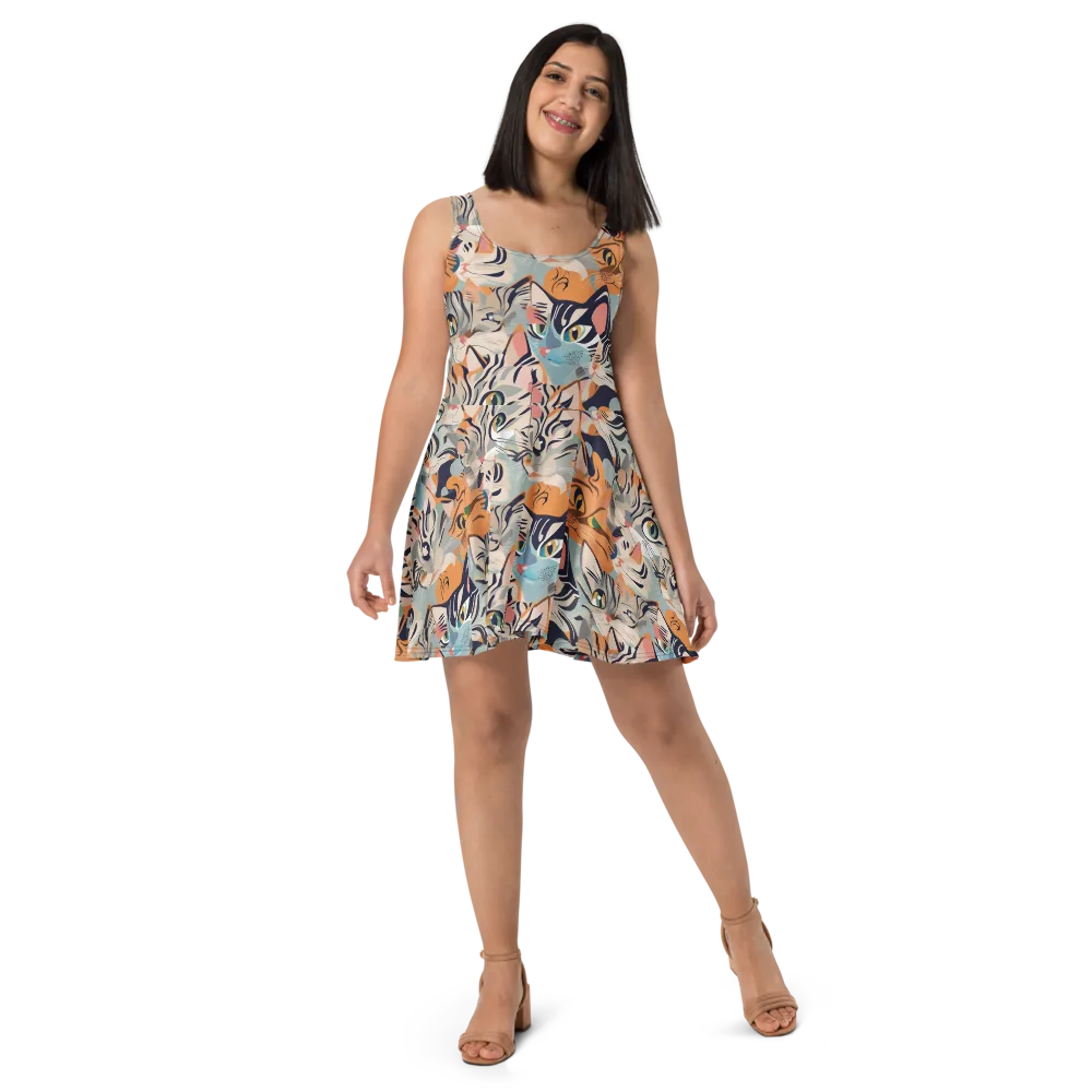 Calico Kaleidoscope on Skater Dress — Front