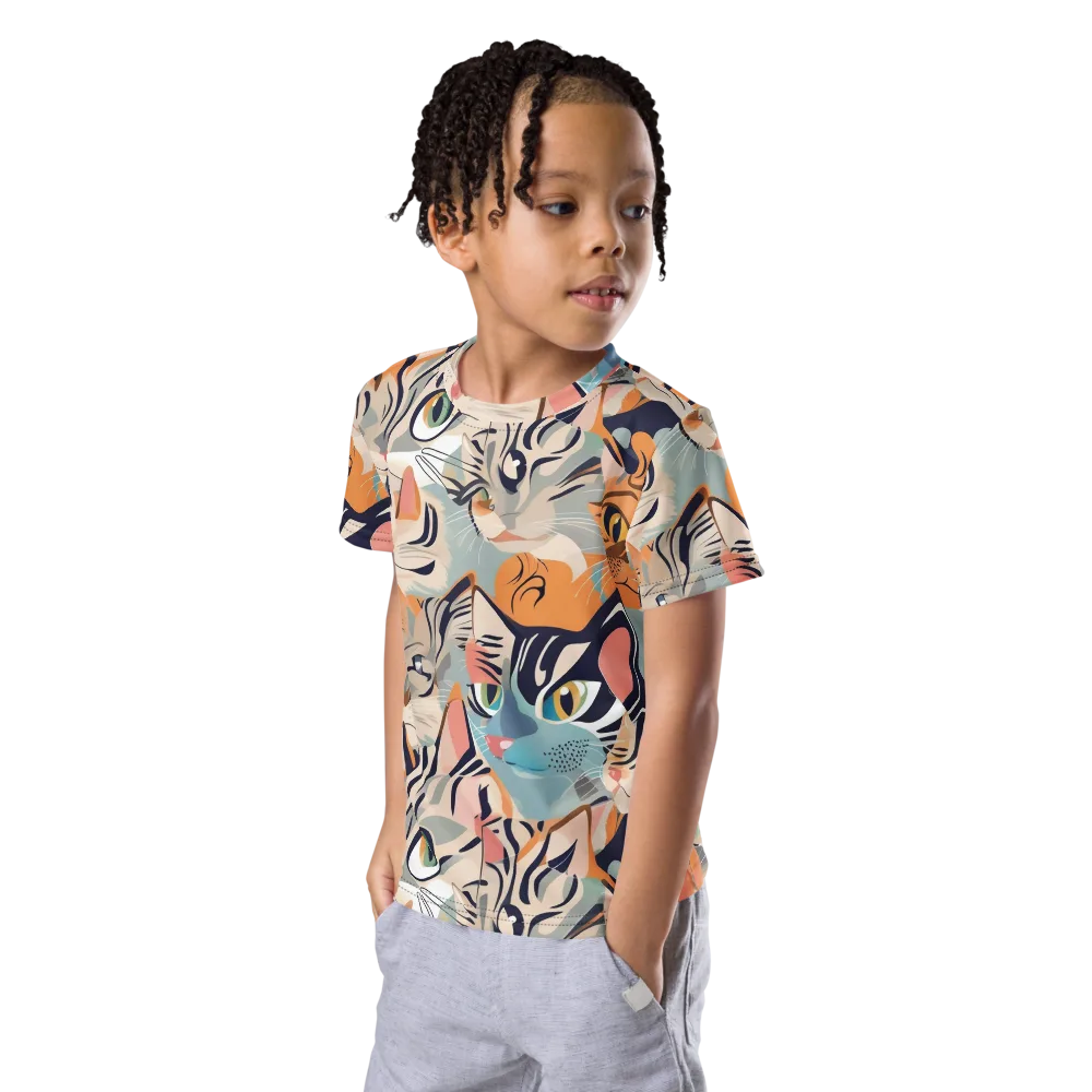 Calico Kaleidoscope on Kids Crew Neck T-Shirt — Left Front