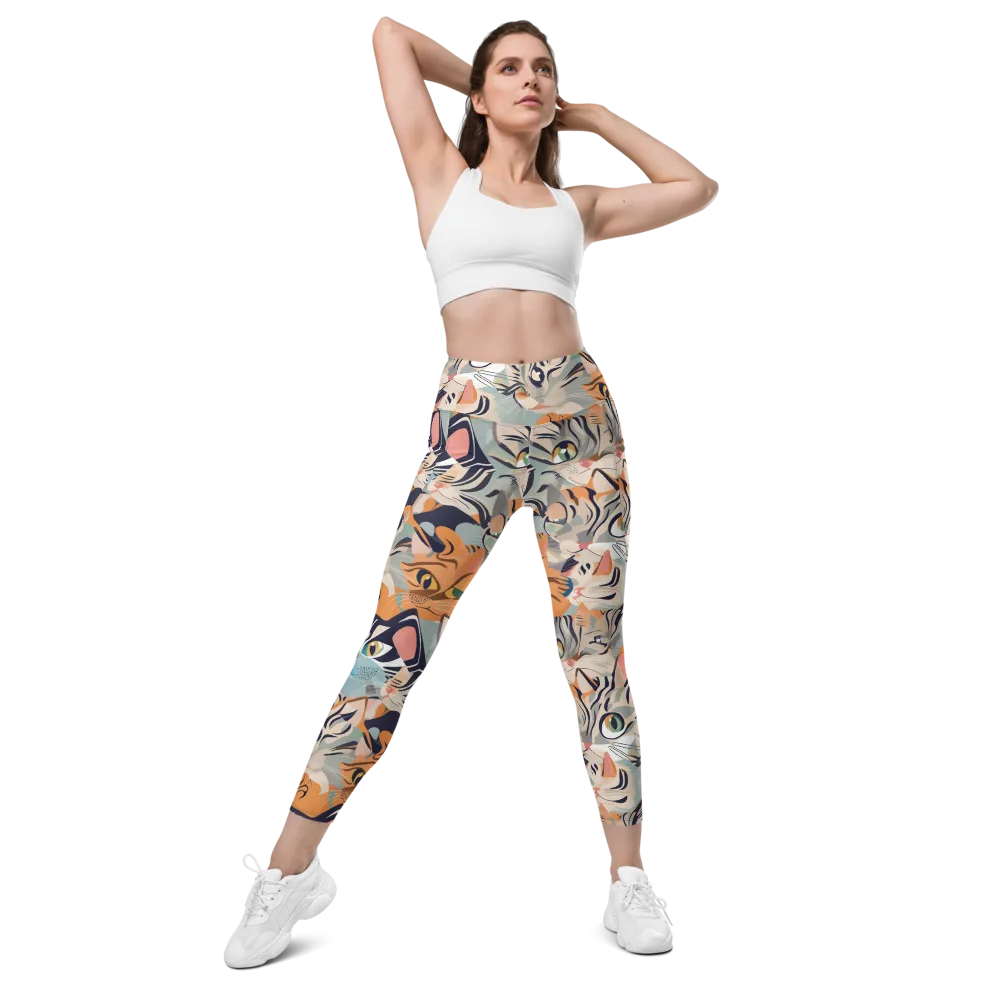 Calico Kaleidoscope on Leggings with Pockets — Front