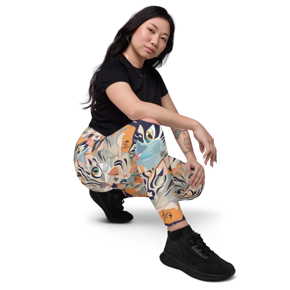 Calico Kaleidoscope on Leggings with Pockets — Right Front