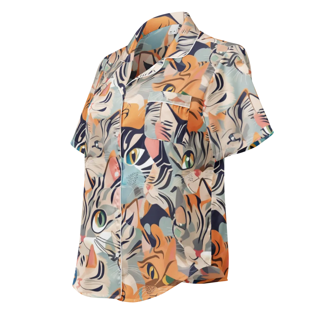 Calico Kaleidoscope on Women's Short Sleeve Pajama Top — Left Front