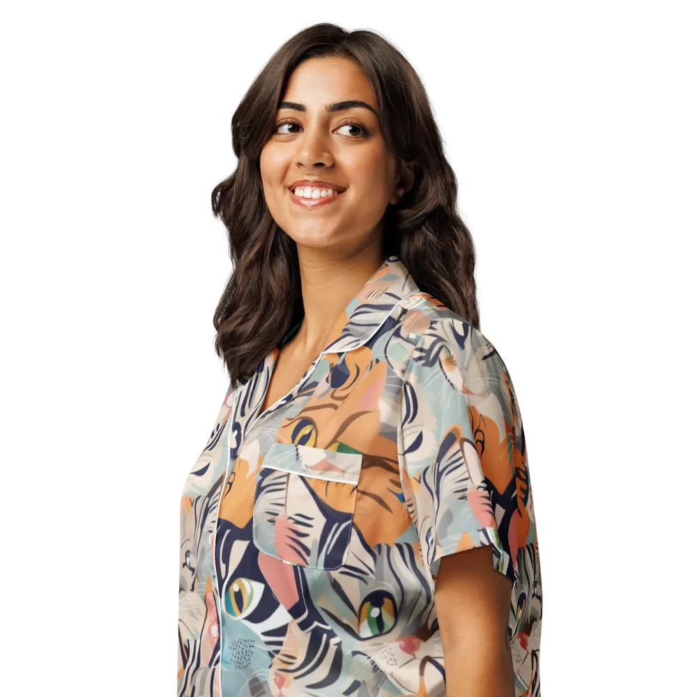 Calico Kaleidoscope on Women's Short Sleeve Pajama Top — Left Front