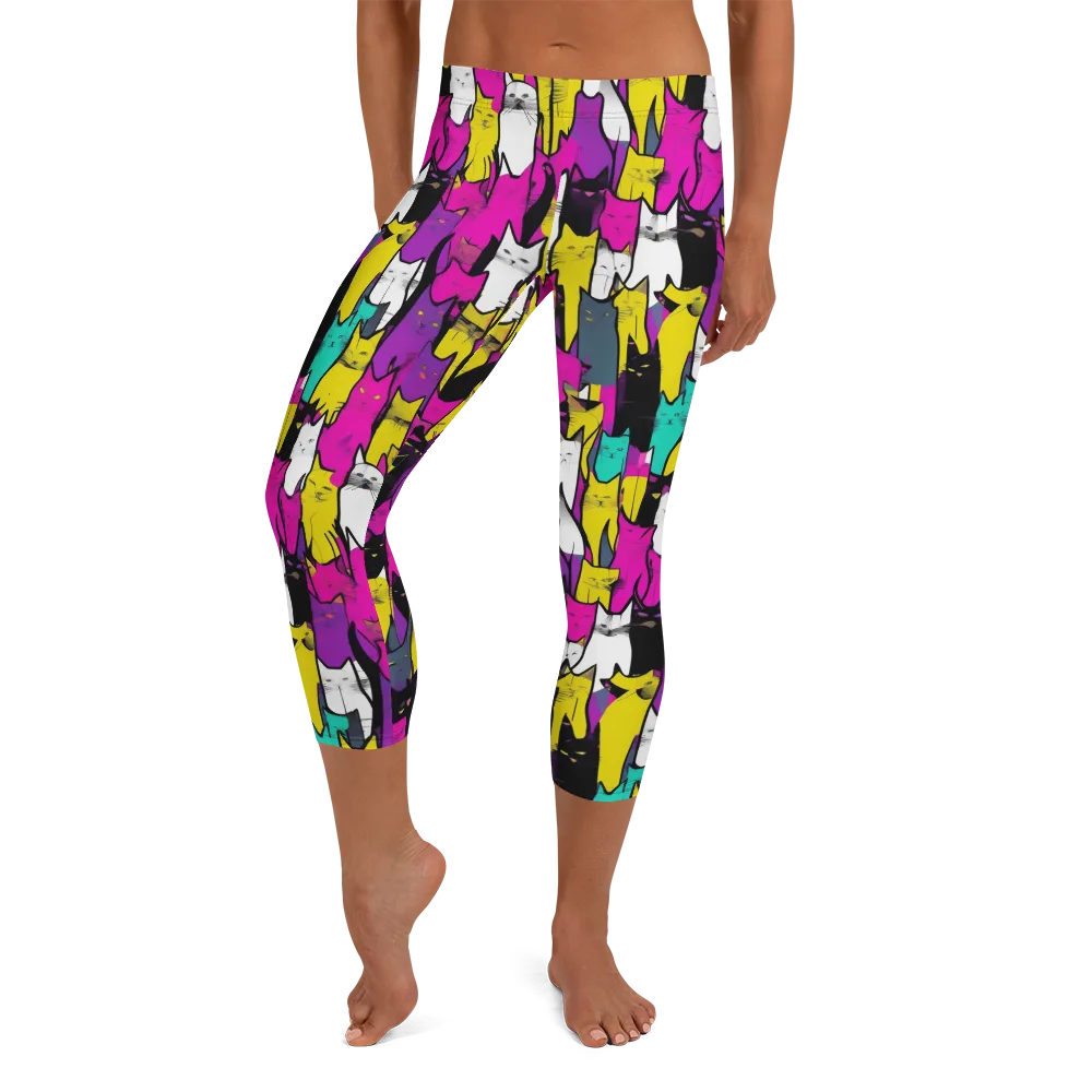Feline Fever on Capri Leggings — Front