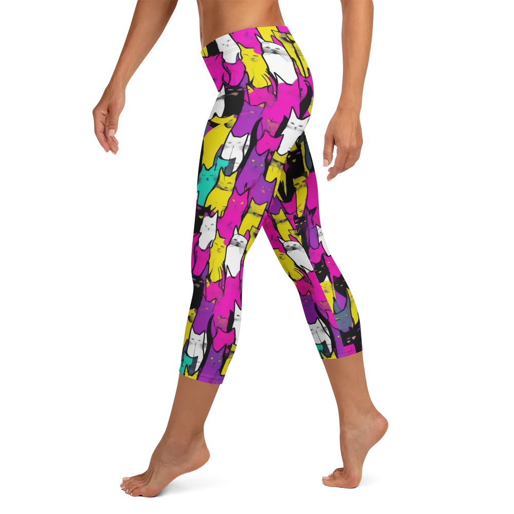 Feline Fever on Capri Leggings — Left