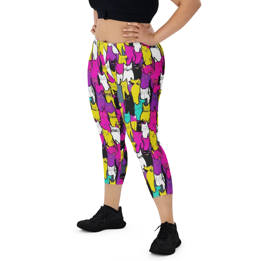 Feline Fever on Capri Leggings — Front