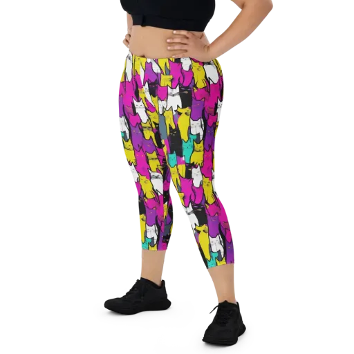 Feline Fever on a Capri Leggings