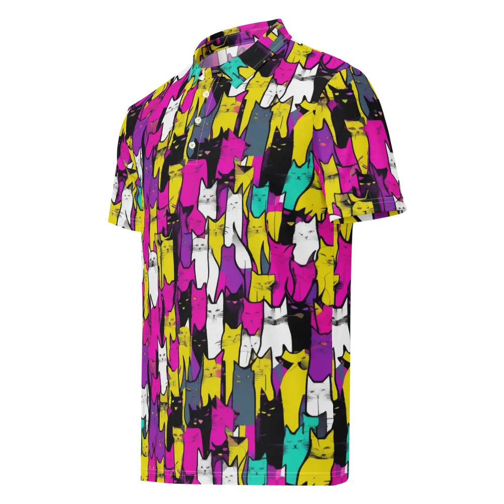 Feline Fever on Men's Slim Fit Polo Shirt — Left Front