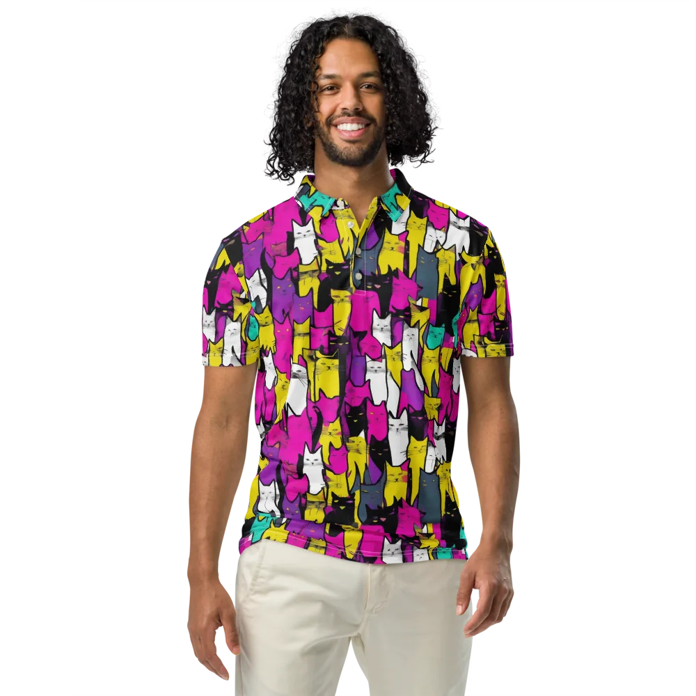 Feline Fever on Men's Slim Fit Polo Shirt — Front