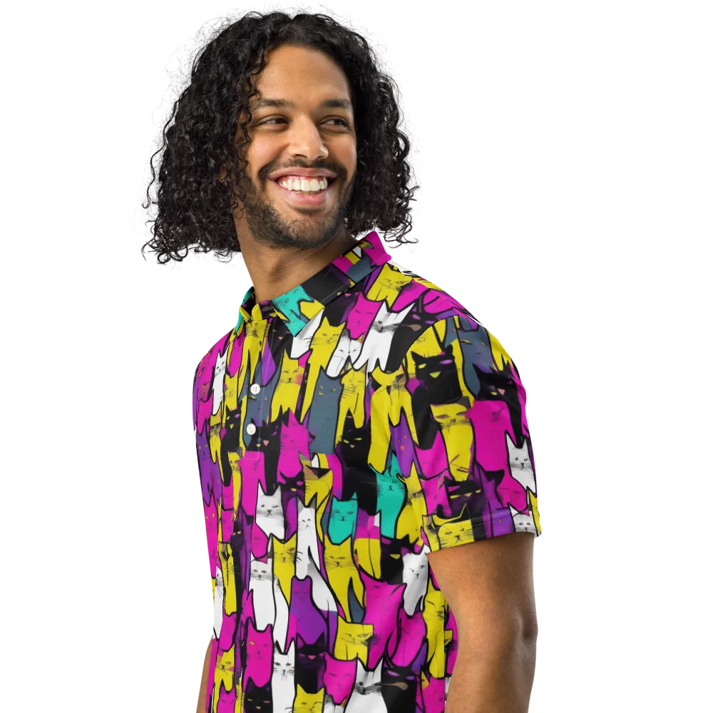 Feline Fever on Men's Slim Fit Polo Shirt — Left Front