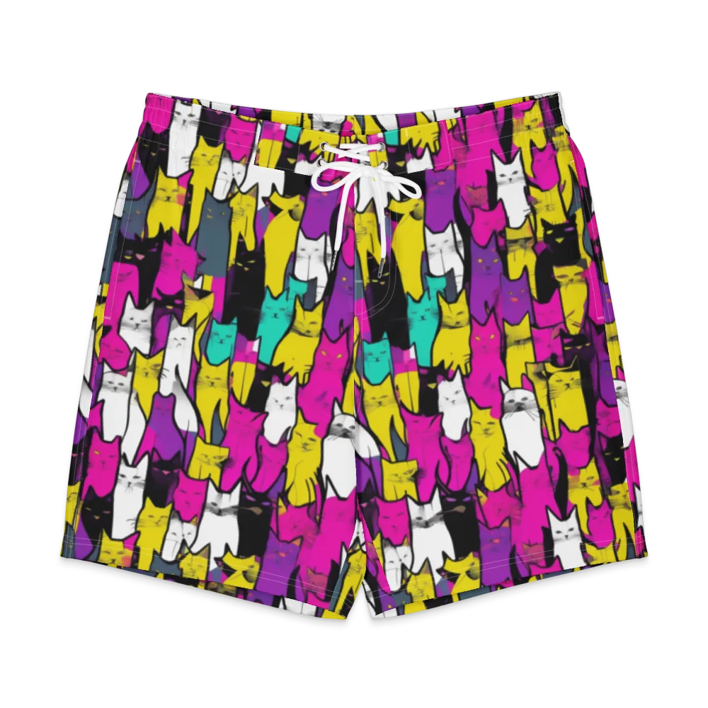 Feline Fever on Men's Board Shorts — Front