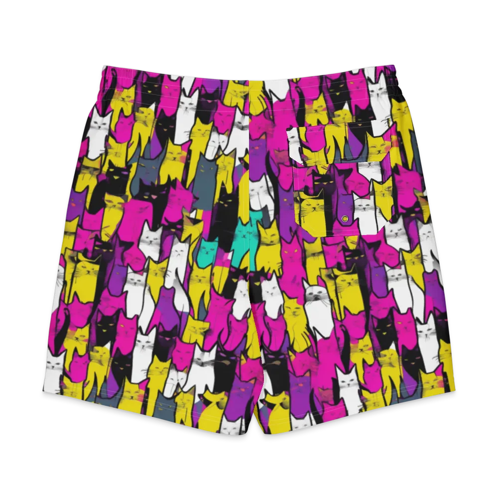 Feline Fever on Men's Board Shorts — Back