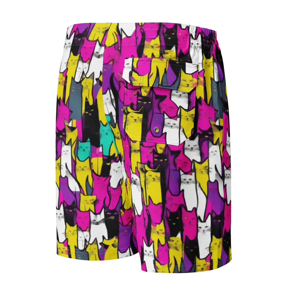 Feline Fever on Men's Board Shorts — Back