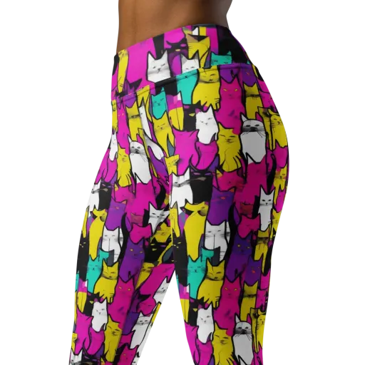 Feline Fever on a Yoga Leggings