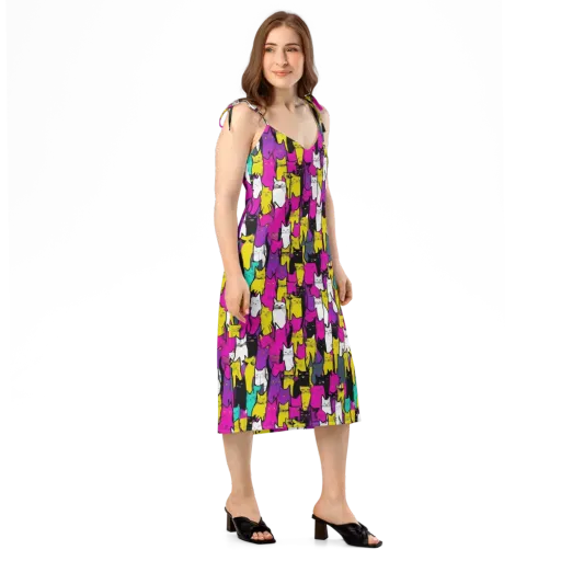 Feline Fever on a Slip Dress
