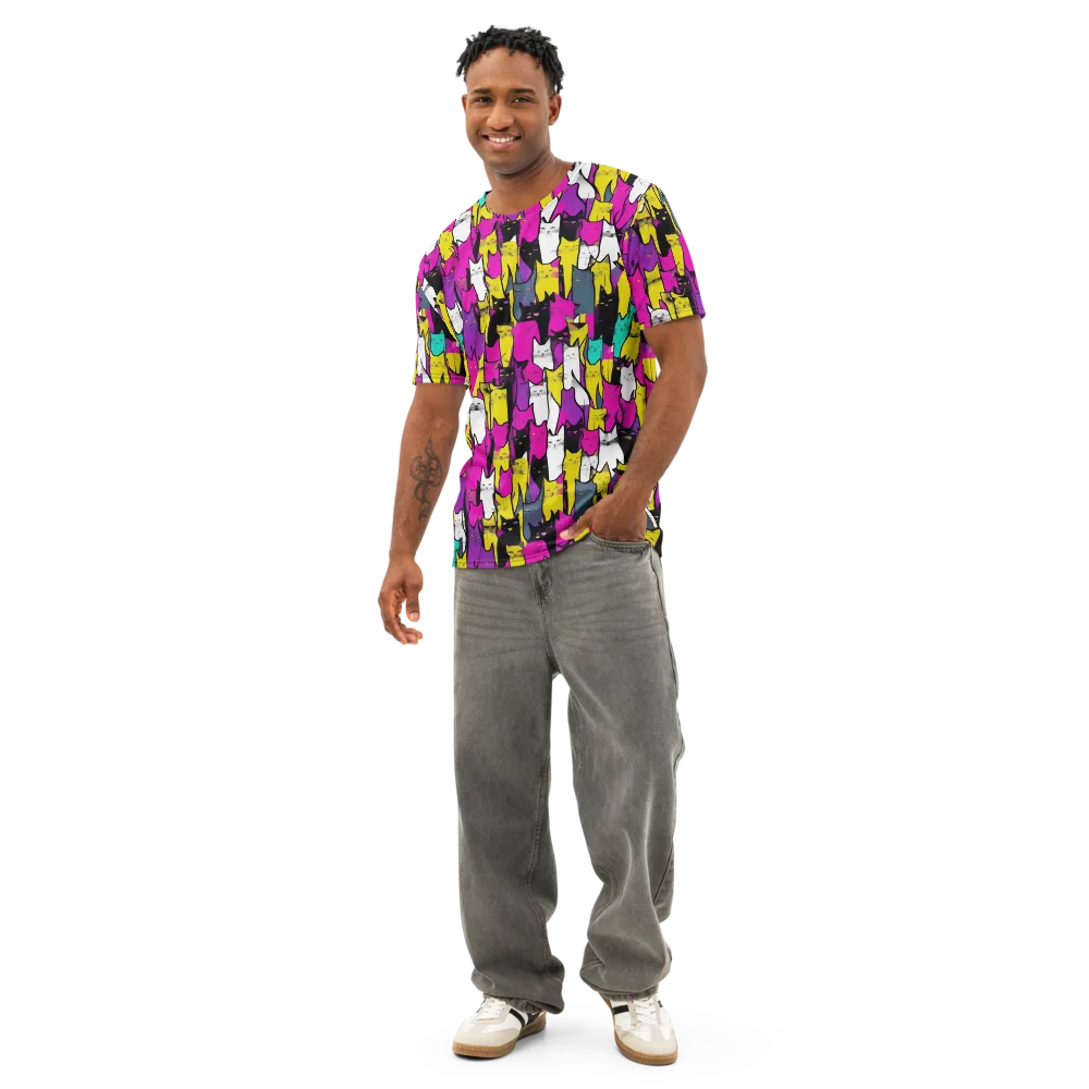 Feline Fever on Men's Cotton Crew Neck T-Shirt — Front