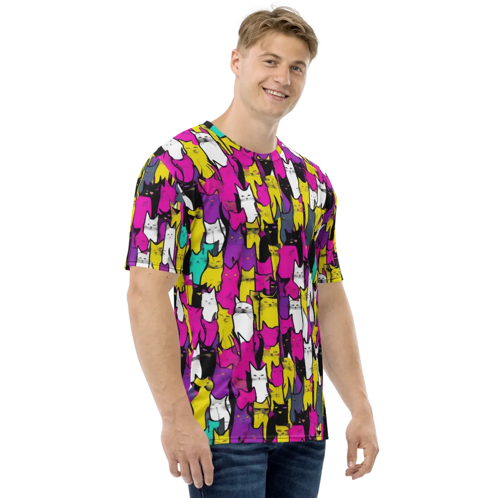 Feline Fever on Men's Crew Neck T-Shirt — Right