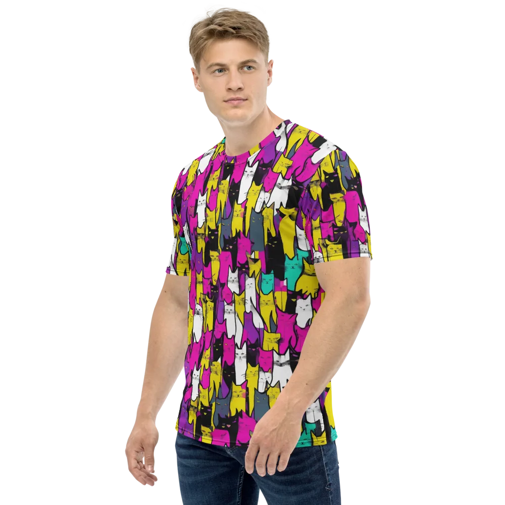Feline Fever on Men's Crew Neck T-Shirt — Left