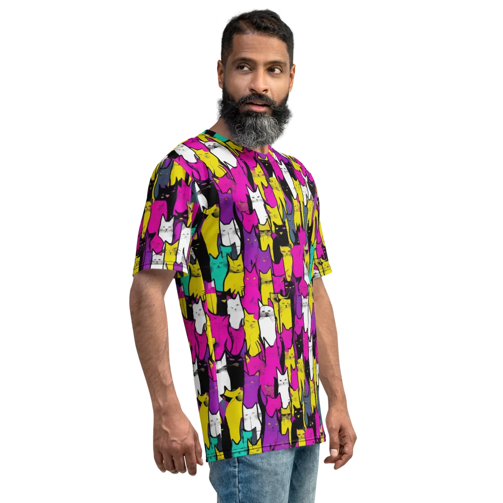 Feline Fever on Men's Crew Neck T-Shirt — Right