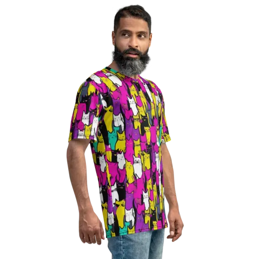 Feline Fever on a Men's Crew Neck T-Shirt