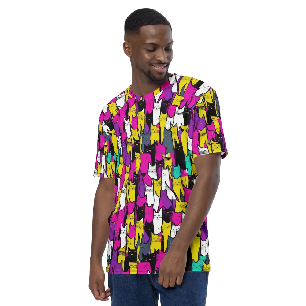 Feline Fever on Men's Crew Neck T-Shirt — Left