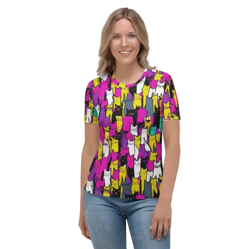 Feline Fever on a Women's Crew Neck T-Shirt