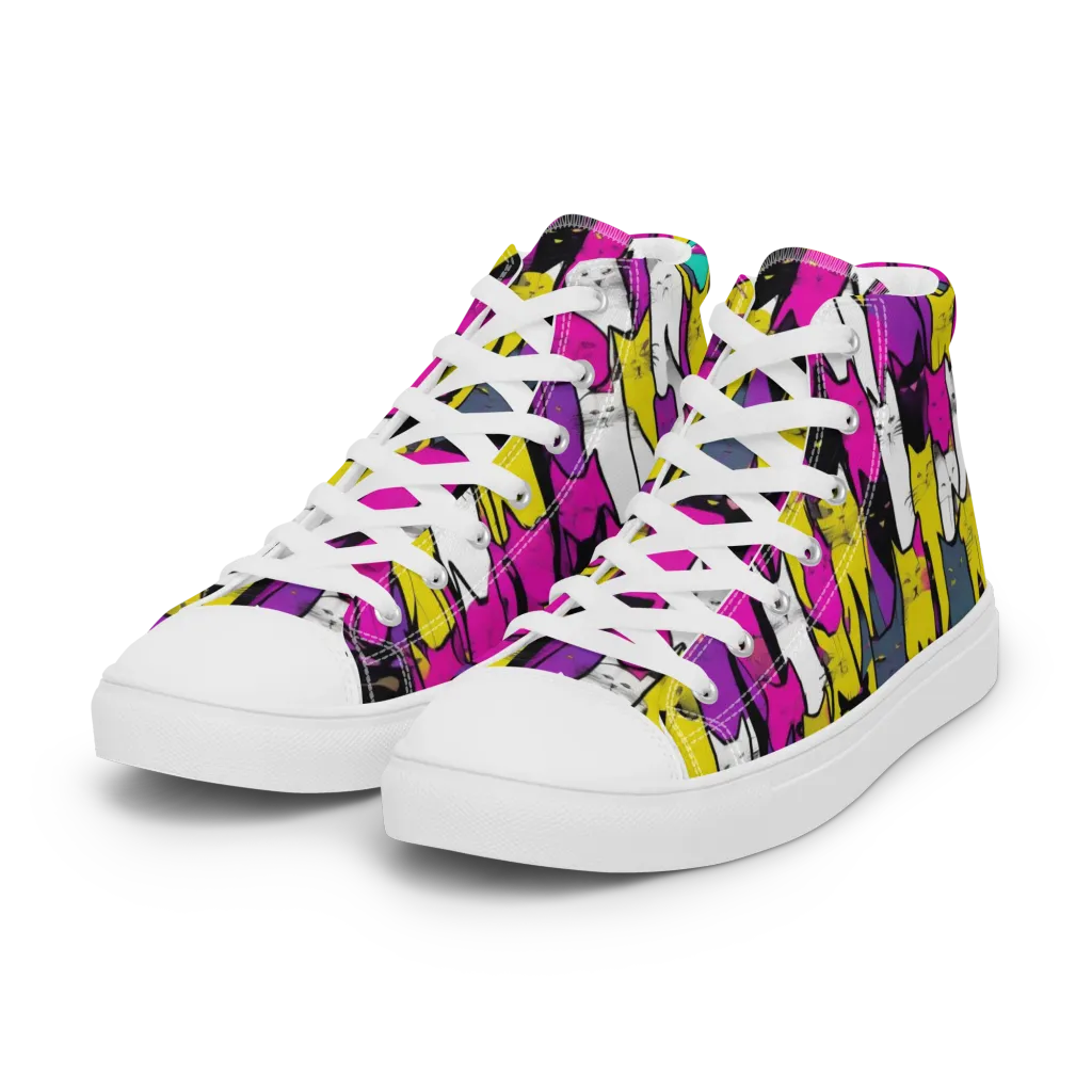 Feline Fever on Women's High Top Canvas Shoes — Left Front