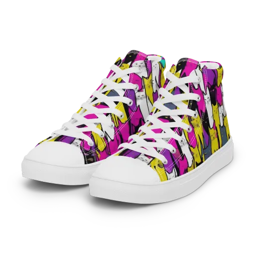 Feline Fever on a Women's High Top Canvas Shoes