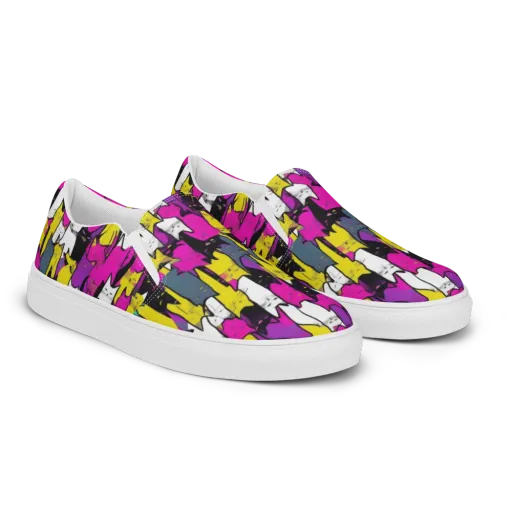 Feline Fever on a Men's Slip-On Canvas Shoes