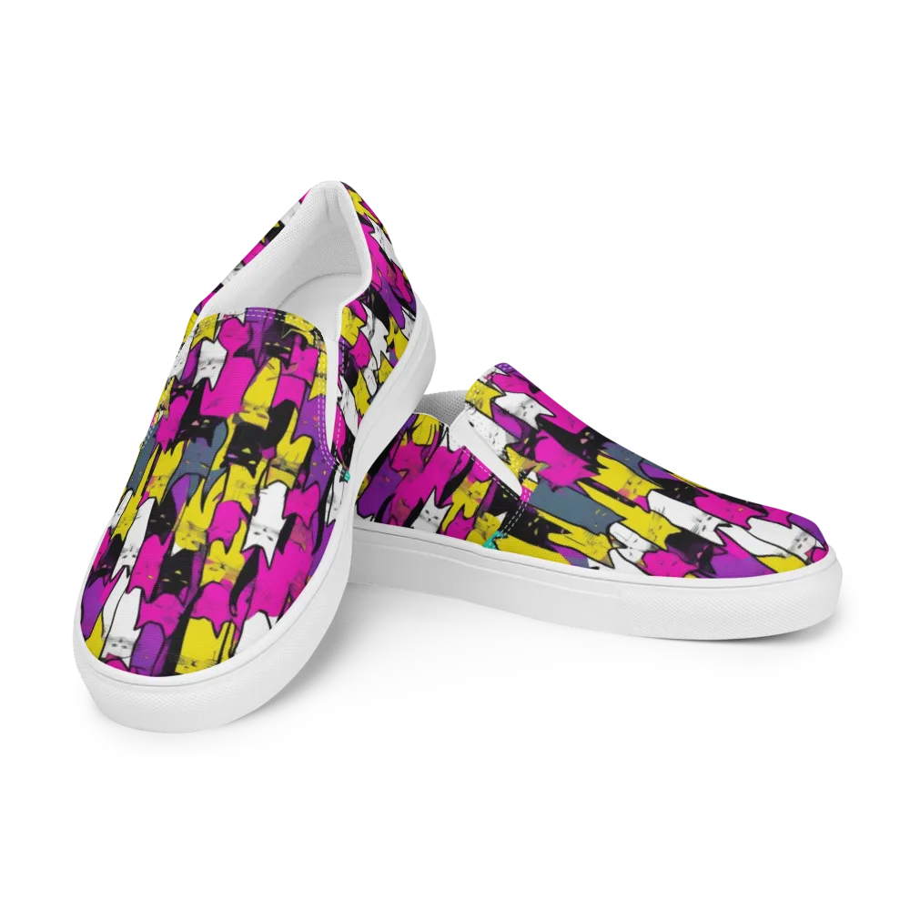 Feline Fever on Men's Slip-On Canvas Shoes — Left Front