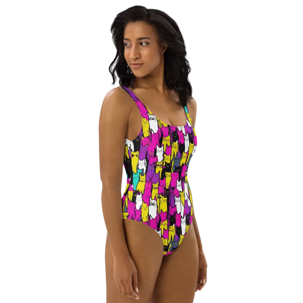 Feline Fever on One-Piece Swimsuit — Right