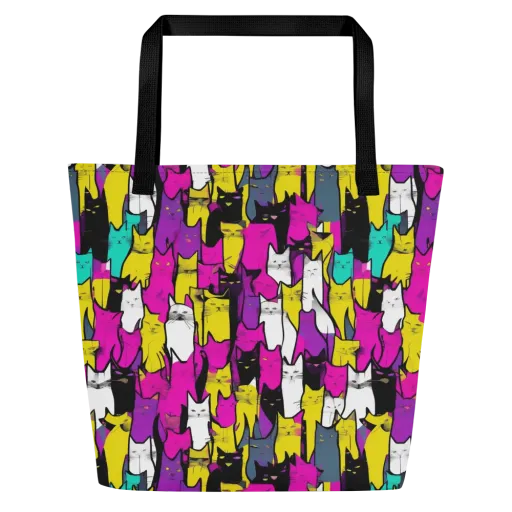 Feline Fever on a Large Tote Bag W/ Pocket