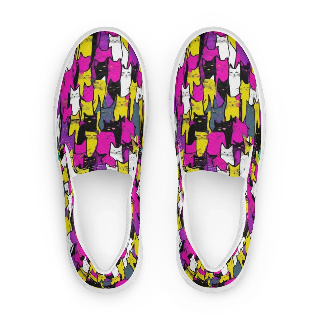 Feline Fever on Women's Slip-On Canvas Shoes — Front