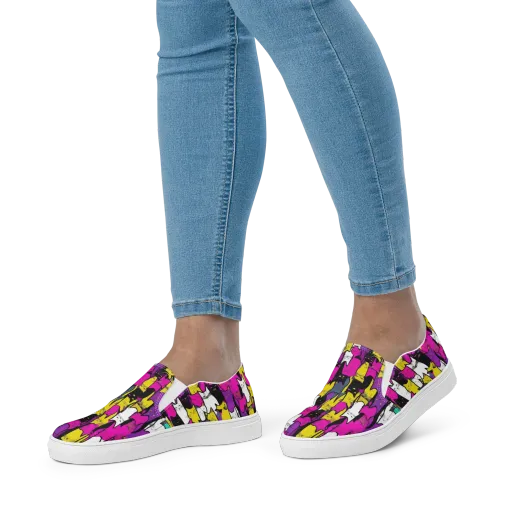Feline Fever on a Women's Slip-On Canvas Shoes