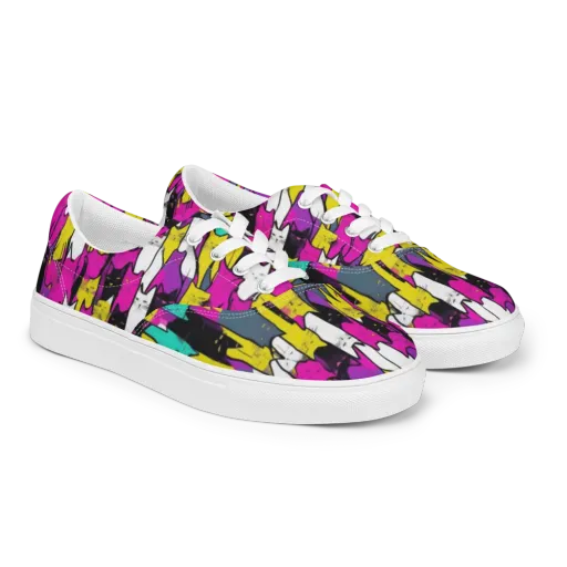 Feline Fever on a Men's Lace-Up Canvas Shoes