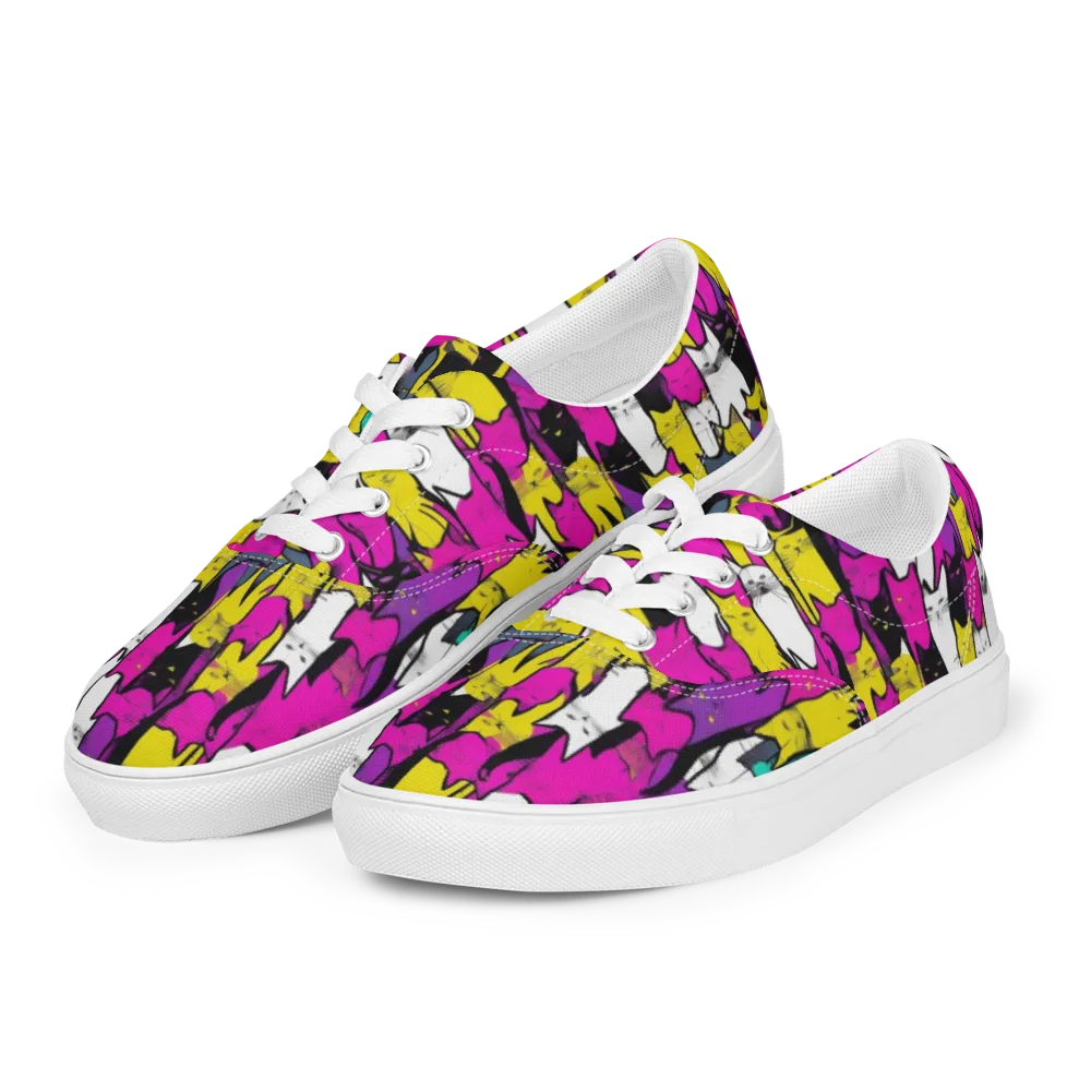 Feline Fever on Men's Lace-Up Canvas Shoes — Left Front