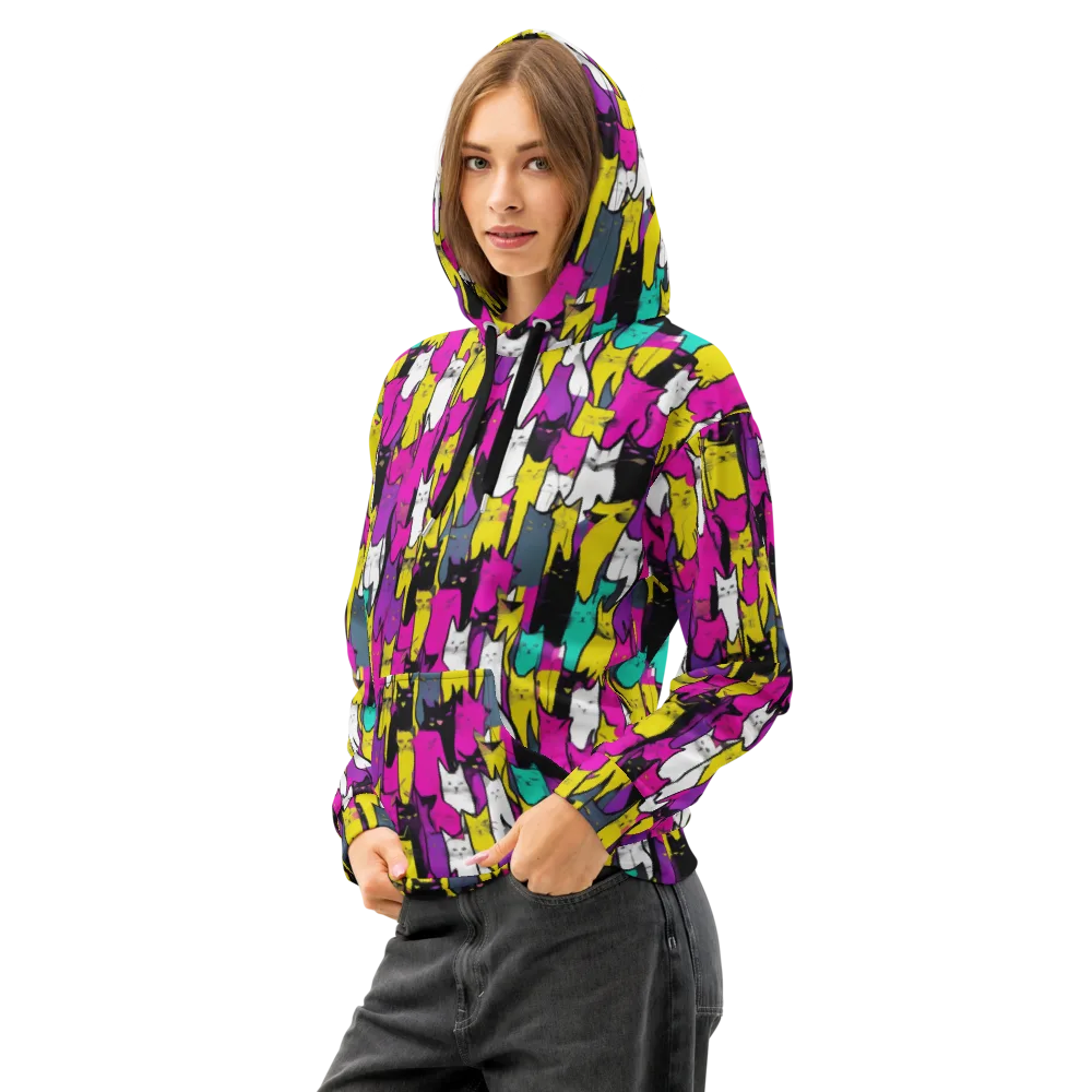 Feline Fever on Cotton Hoodie — Left Front
