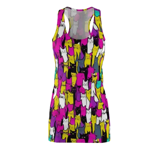 Feline Fever on a Racerback Dress