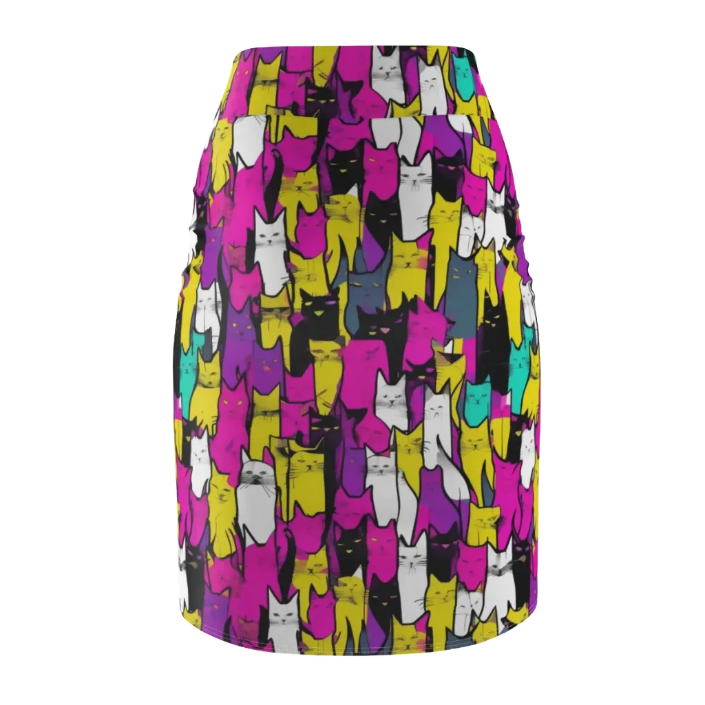 Feline Fever on Pencil Skirt — Back