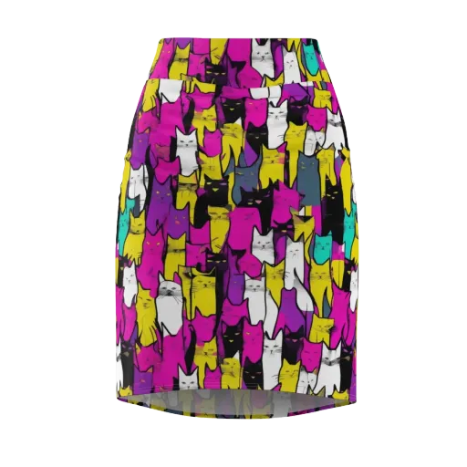 Feline Fever on a Pencil Skirt