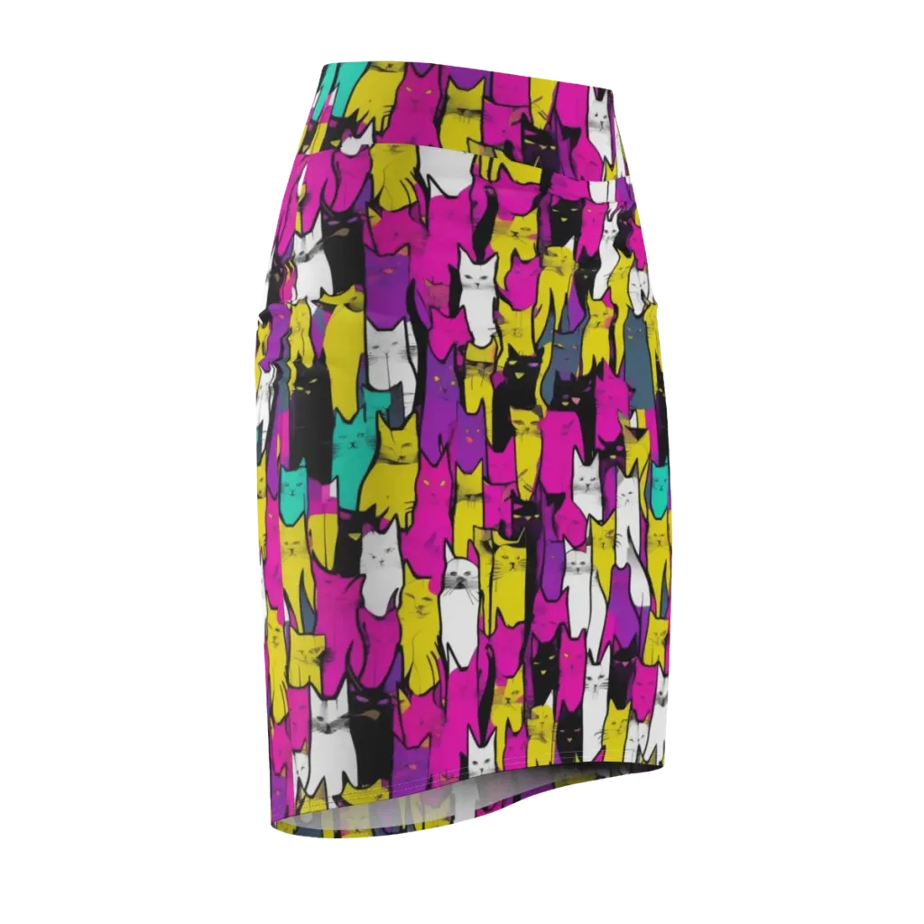 Feline Fever on Pencil Skirt — Front Side