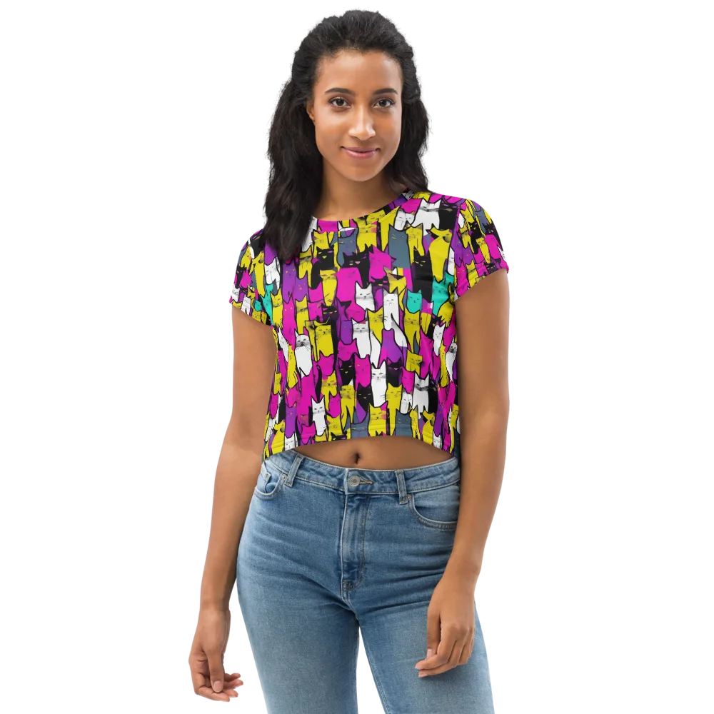 Feline Fever on Crop Tee — Front