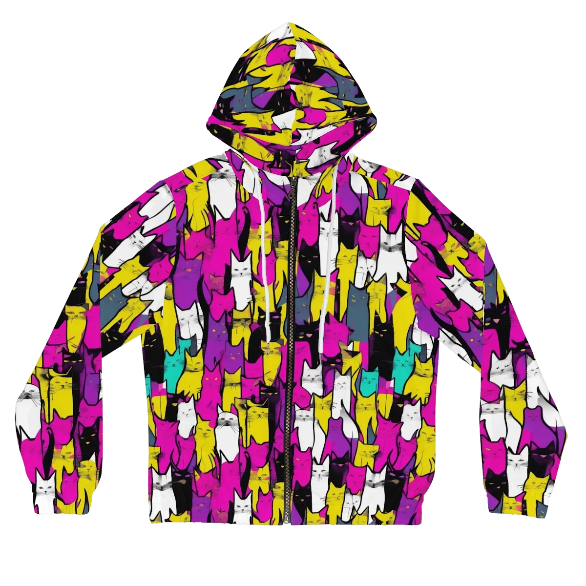 Feline Fever on Women's Full-Zip Hoodie — Front