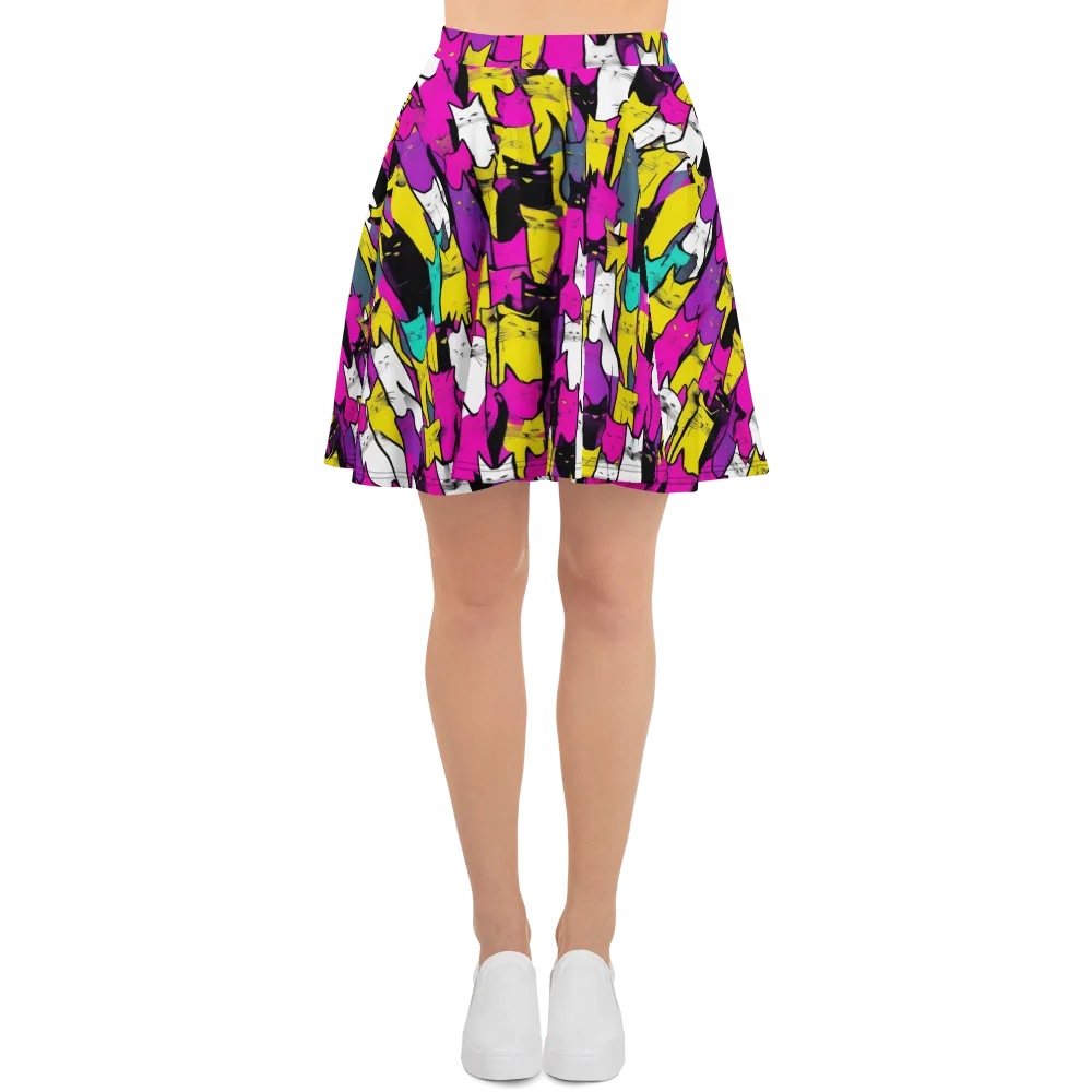 Feline Fever on Skater Skirt — Front