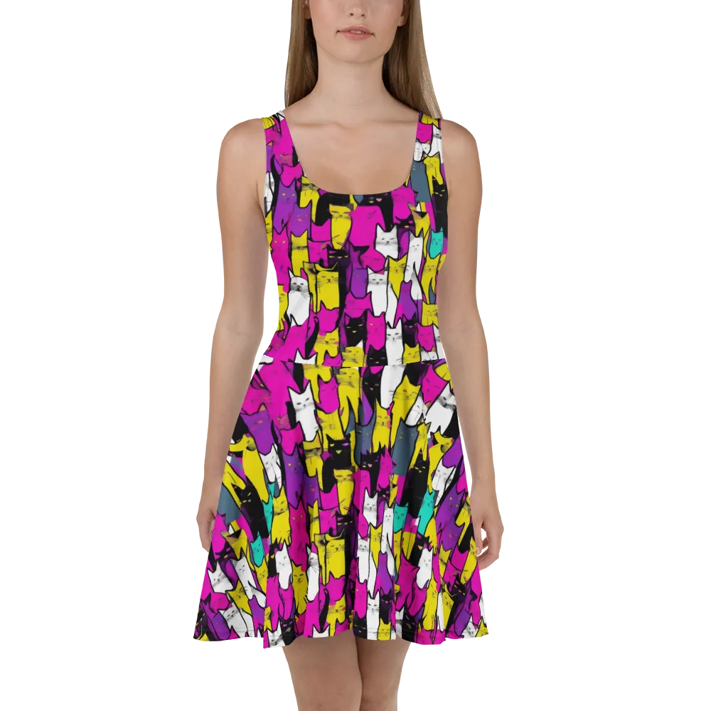 Feline Fever on Skater Dress — Front