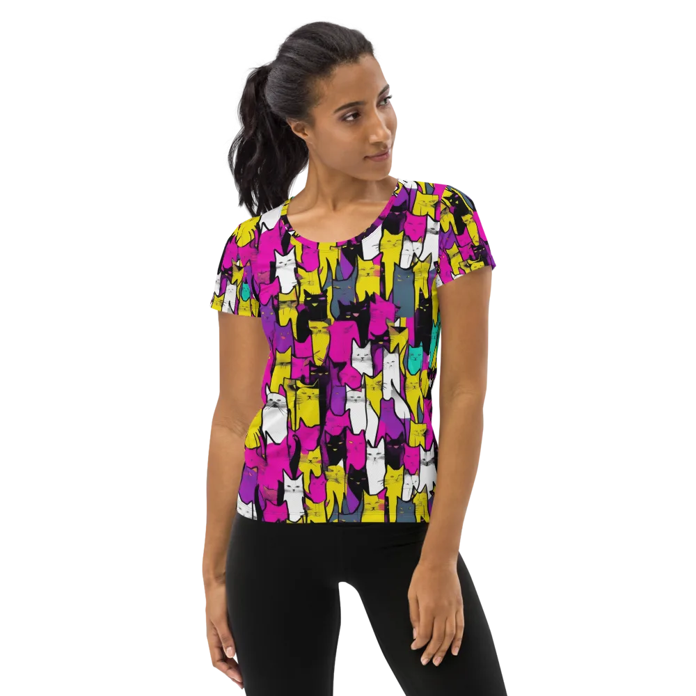 Feline Fever on Women's Athletic T-Shirt — Front