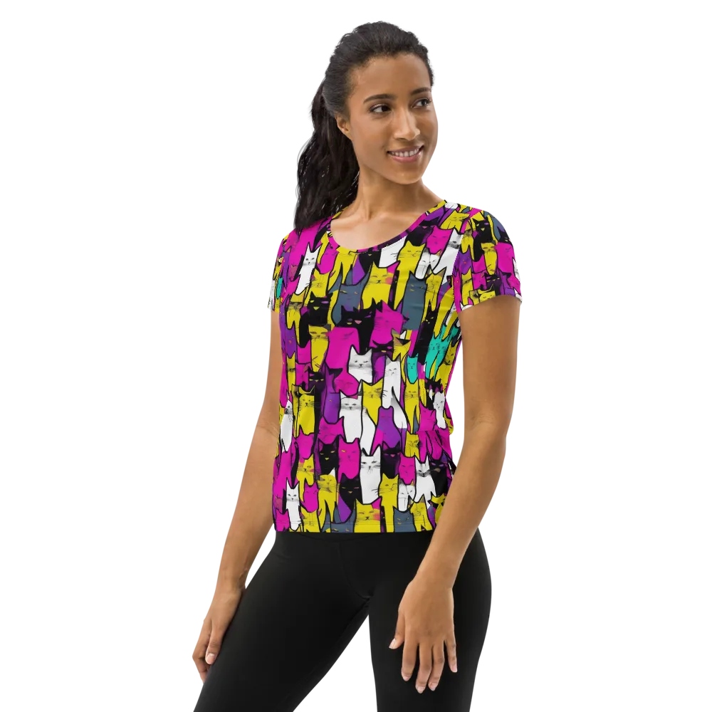 Feline Fever on Women's Athletic T-Shirt — Left