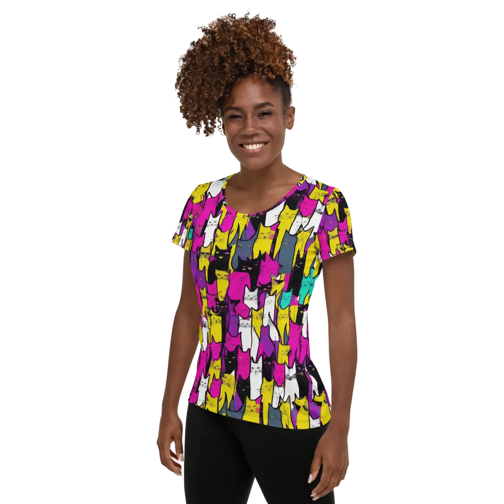 Feline Fever on Women's Athletic T-Shirt — Left