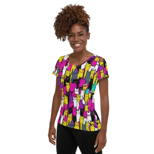 Feline Fever on a Women's Athletic T-Shirt
