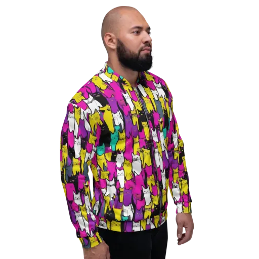 Feline Fever on a Bomber Jacket