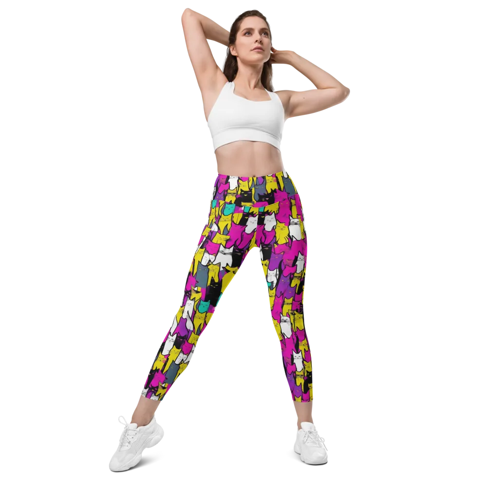 Feline Fever on Leggings with Pockets — Front